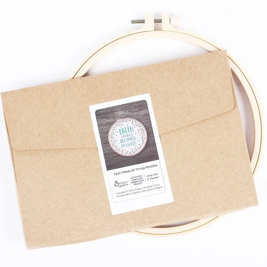 Christian Themed Embroidery Kit - Faith makes all things possible kit packaging.