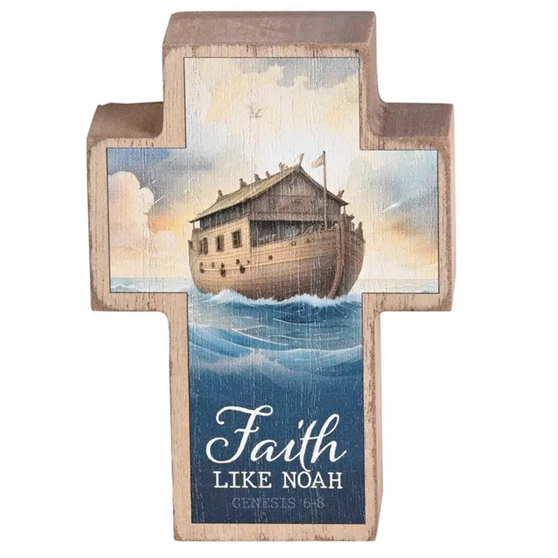 Faith Like Noah Cross Tabletop Wood Block