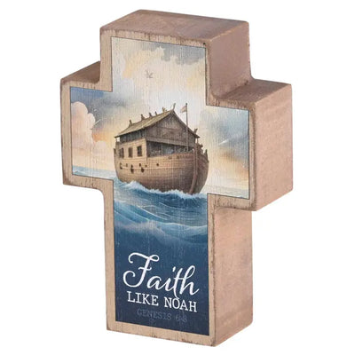 Faith Like Noah Cross Tabletop Wood Block