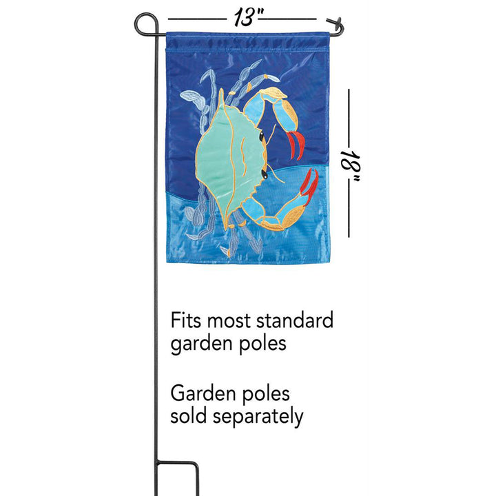 Female Blue Crab Applique Garden Flag Details