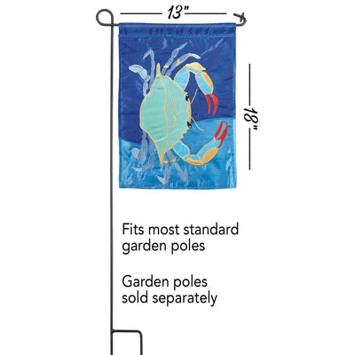 Female Blue Crab Applique Garden Flag Details