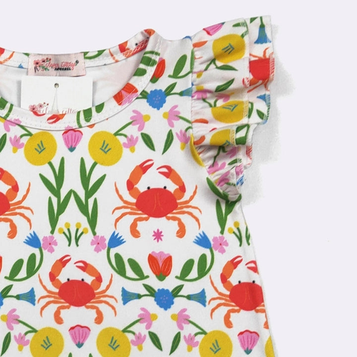 Fiesta Crab Baby Romper Sleeve Detail