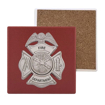 Fire Department Badge Absorbent Stone Coaster