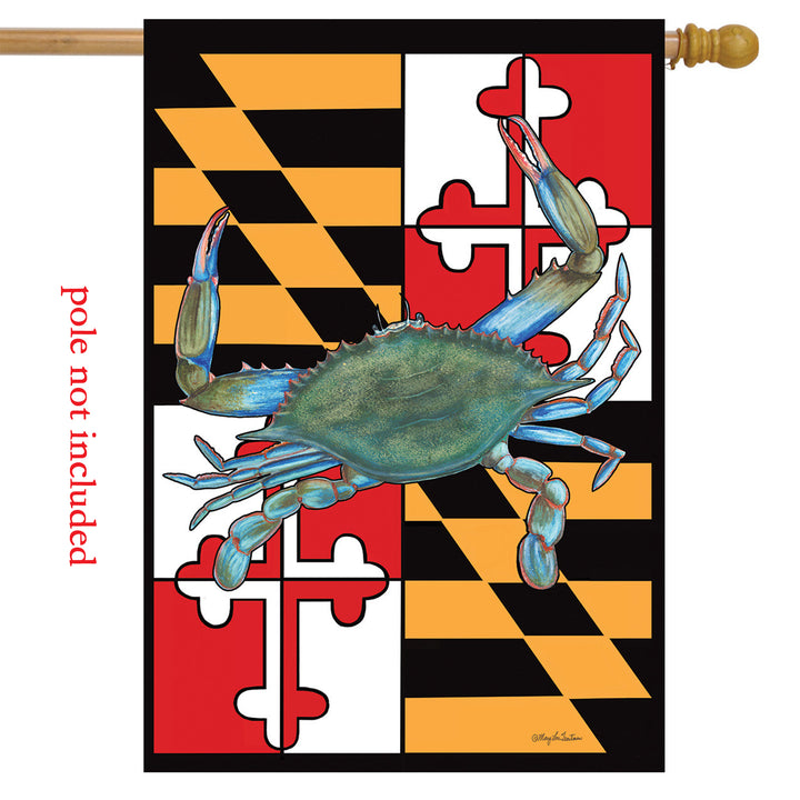 Maryland Flag with Natural Crab (Sleeve) Flag