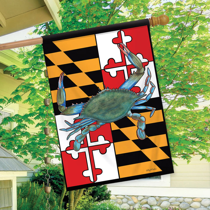 Maryland Flag with Natural Crab (Sleeve) Flag