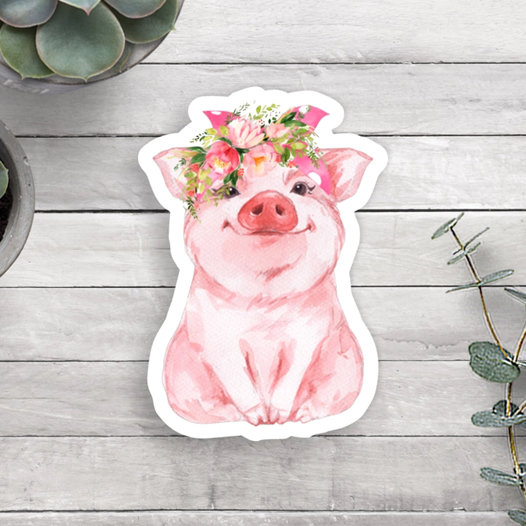 Floral Pig Vinyl Sticker