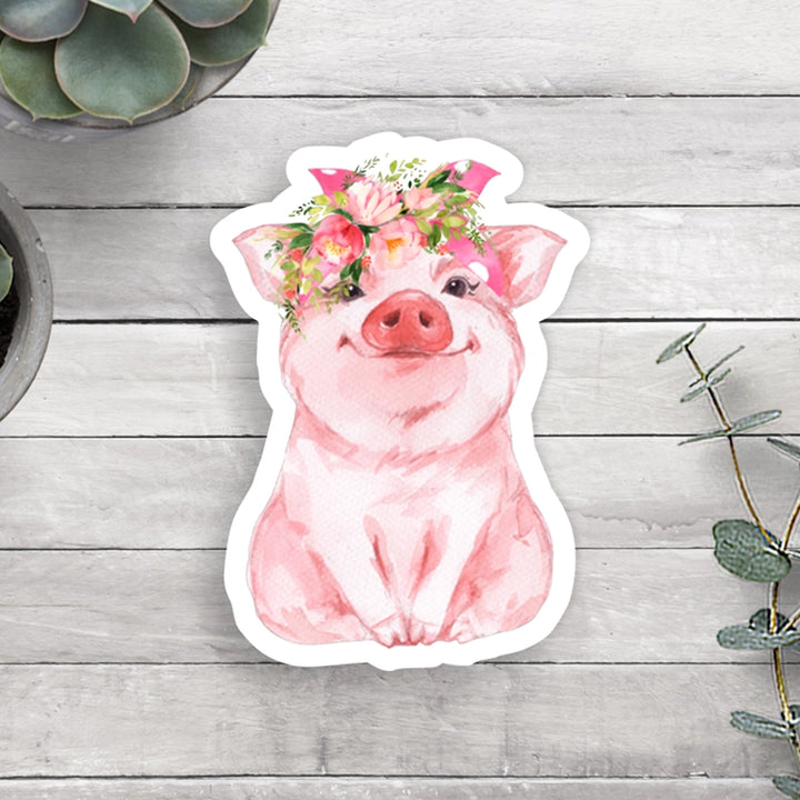 Floral Pig Vinyl Sticker