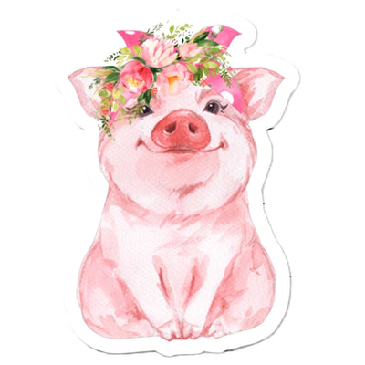 Floral Pig Vinyl Sticker