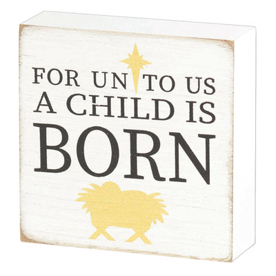 A Child Is Born Jesus Tabletop Wood Block