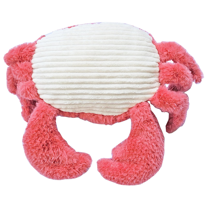 fuzzy fluffy crab soft plush toy pink color bottom view