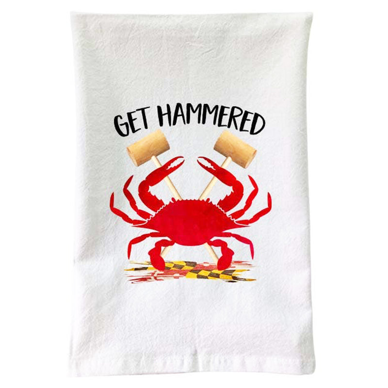 Get Hammered Red Crab Kitchen Flour Sack Towel