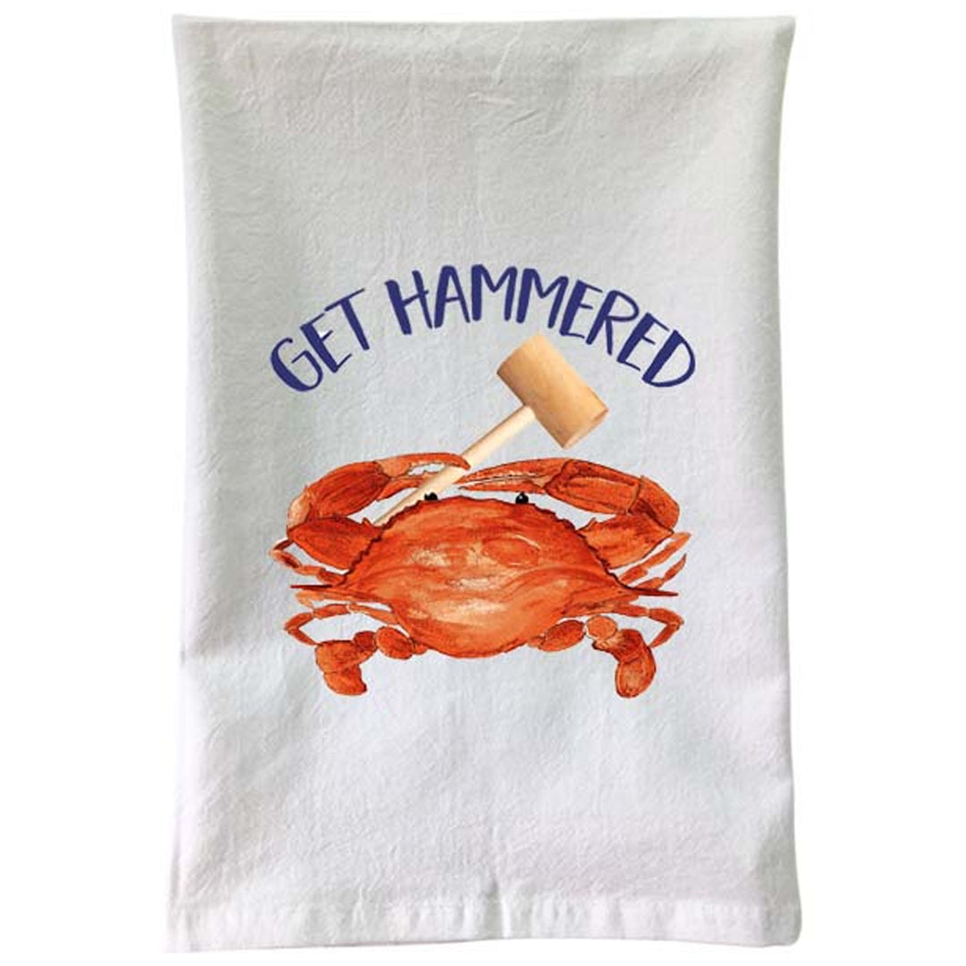 Steamed Crab Get Hammered Kitchen Flour Sack Towel