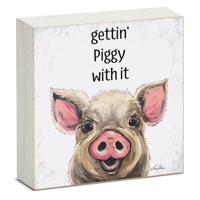 Gettin Piggy With It Tabletop Wood Block