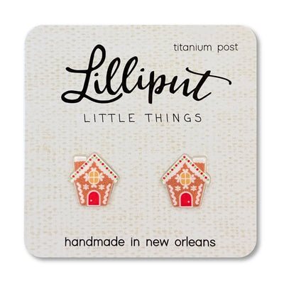 Gingerbread House Lilliput Post Earrings