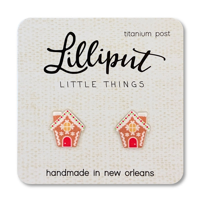 Gingerbread House Lilliput Post Earrings