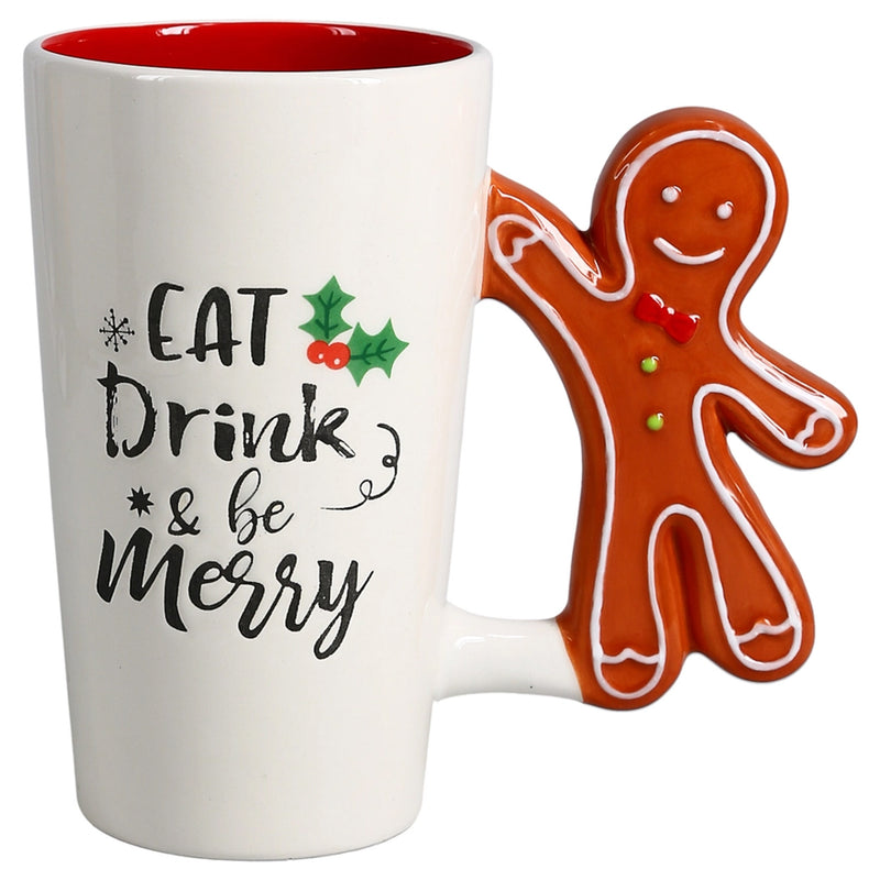 Holiday Fun Latte Mug - Gingerbread Man - Eat Drink & Be Merry