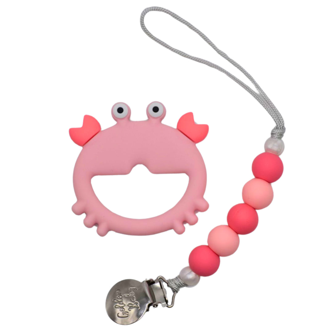 Golden Baby Crab Teether Set - Pink