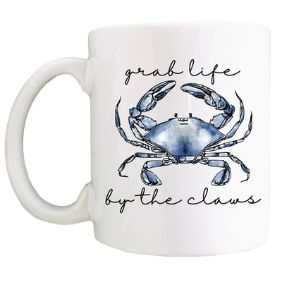 Grab Life By The Claws (with Blue Crab) Coffee Mug