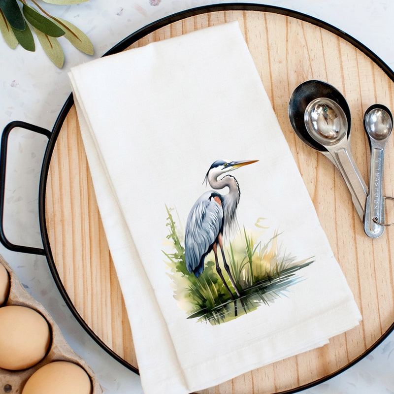 Great Blue Heron Kitchen Towel Scene