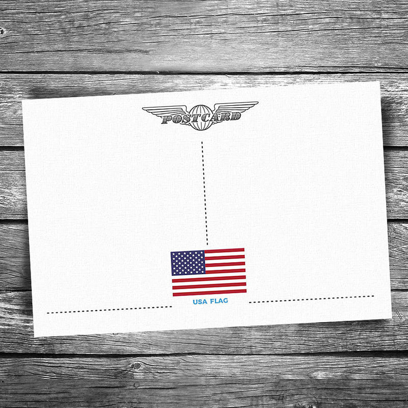 Postcard - Greetings From USA Flag Letters (back)