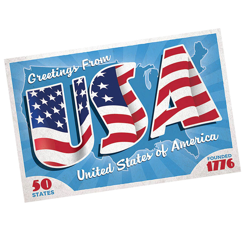 Postcard - Greetings From USA Flag Letters
