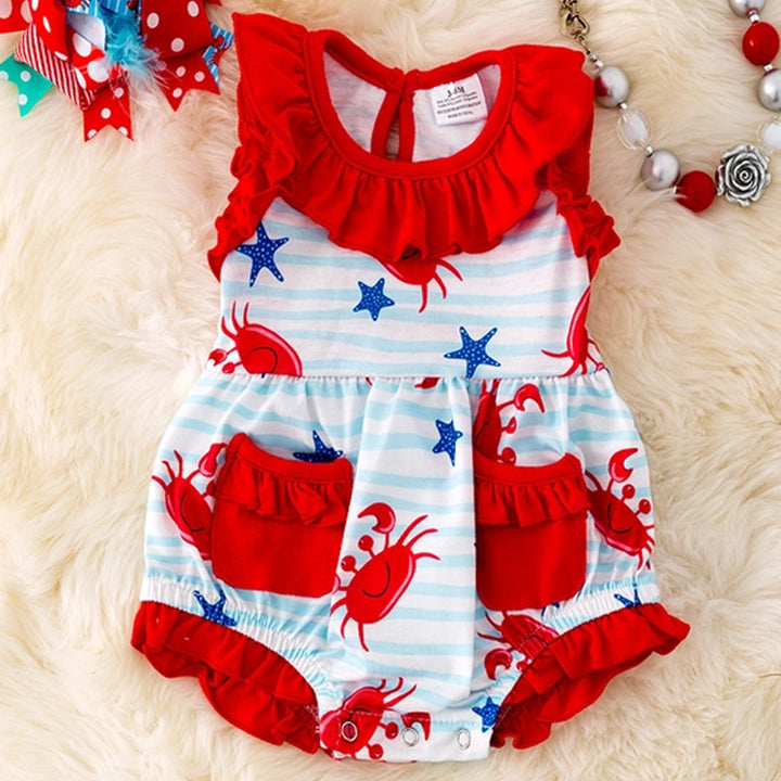 Happy Crab Ruffle Trim Onesie Scene