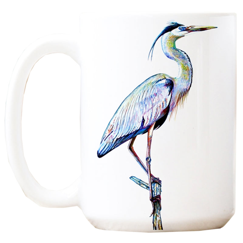 Blue Heron on Branch Watercolor Art Mug