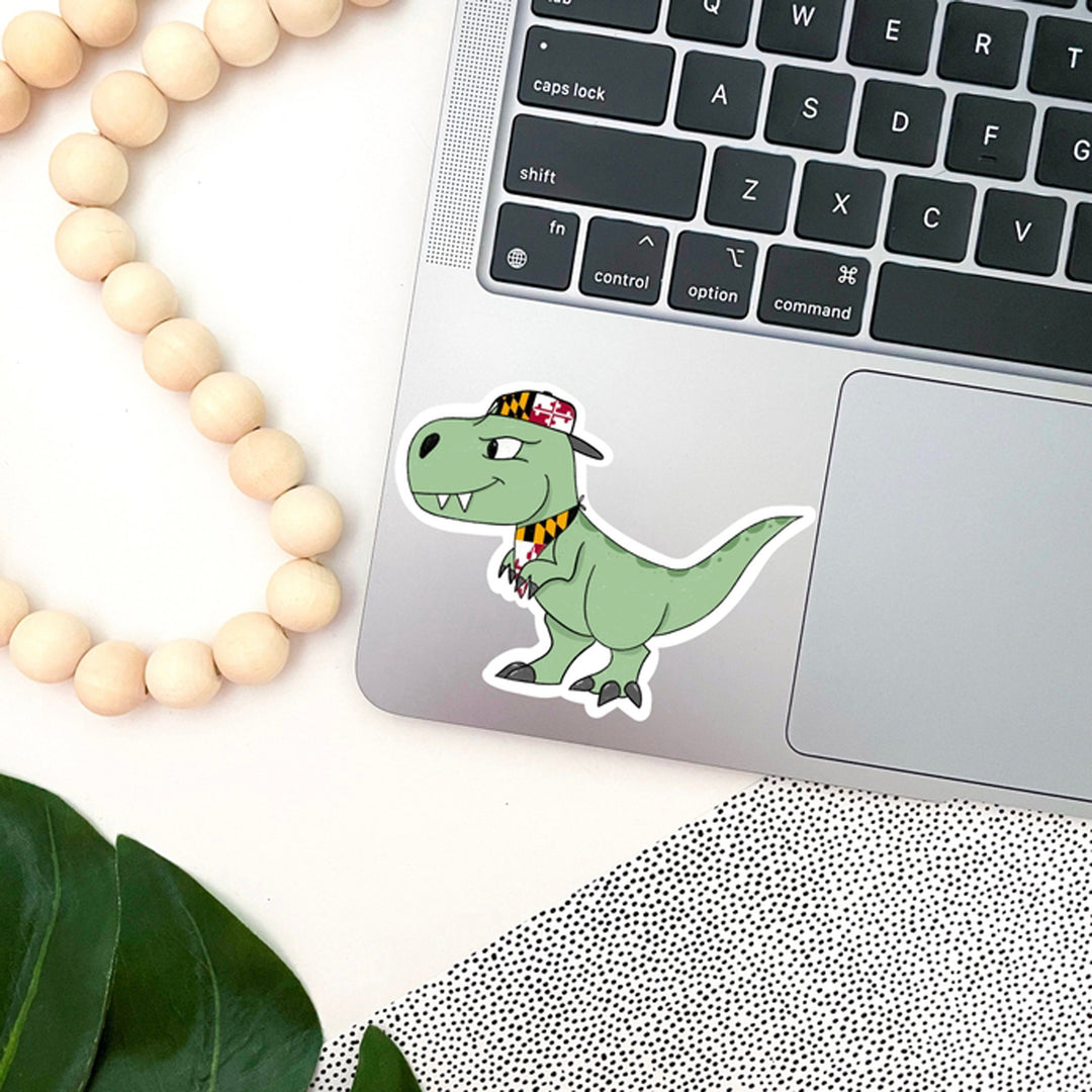 Maryland Hipster Dinosaur Vinyl Sticker (scene)