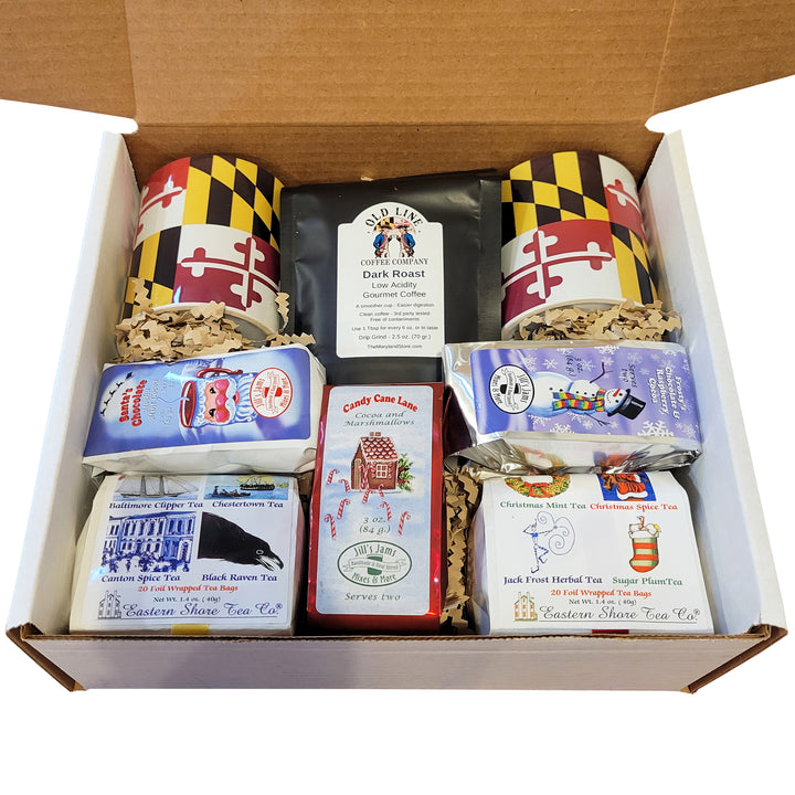 Holiday Drinks and Mugs Gift Box (with Maryland Flag Mugs).