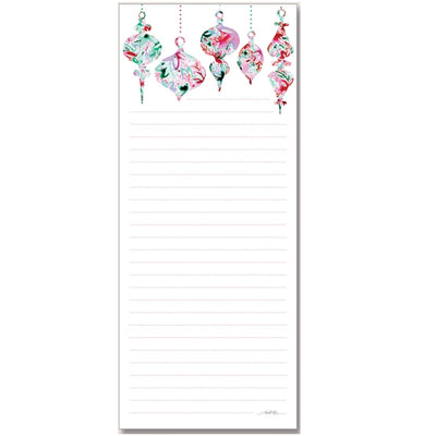 Seasonal Floral Magnetic Notepad - Holiday Ornaments