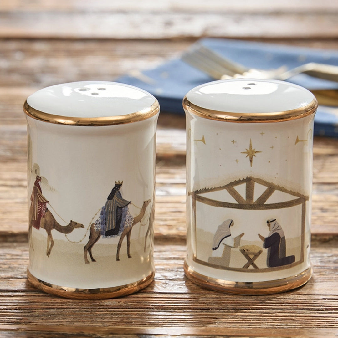 Nativity Gold Edge Salt &amp; Pepper Set