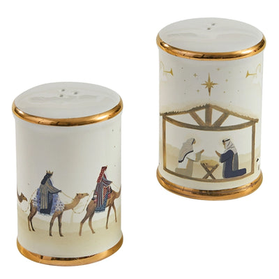 Nativity Gold Edge Salt & Pepper Set