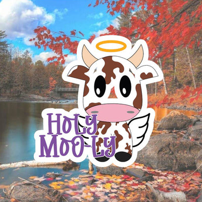 Holy Moo-ly Cute Angel Cow Vinyl Sticker Scene