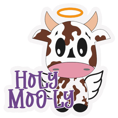 Holy Moo-ly Cute Angel Cow Vinyl Sticker