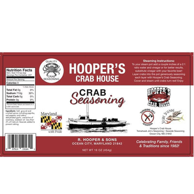 Hooper's Crab House Crab Seasoning Label