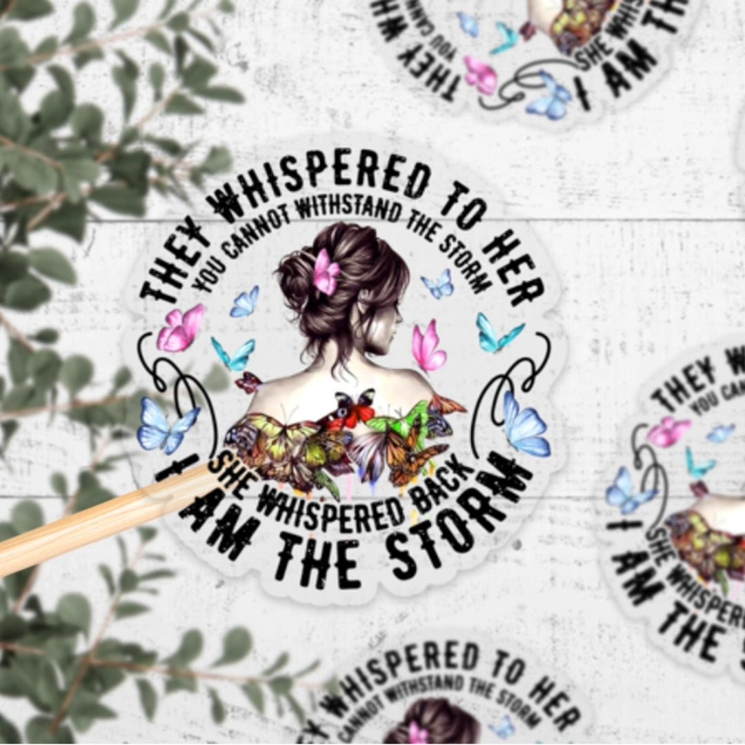 I Am The Storm Clear Background Vinyl Sticker (scene)