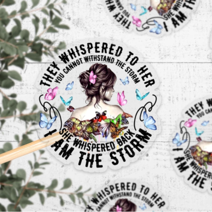 I Am The Storm Clear Background Vinyl Sticker (scene)