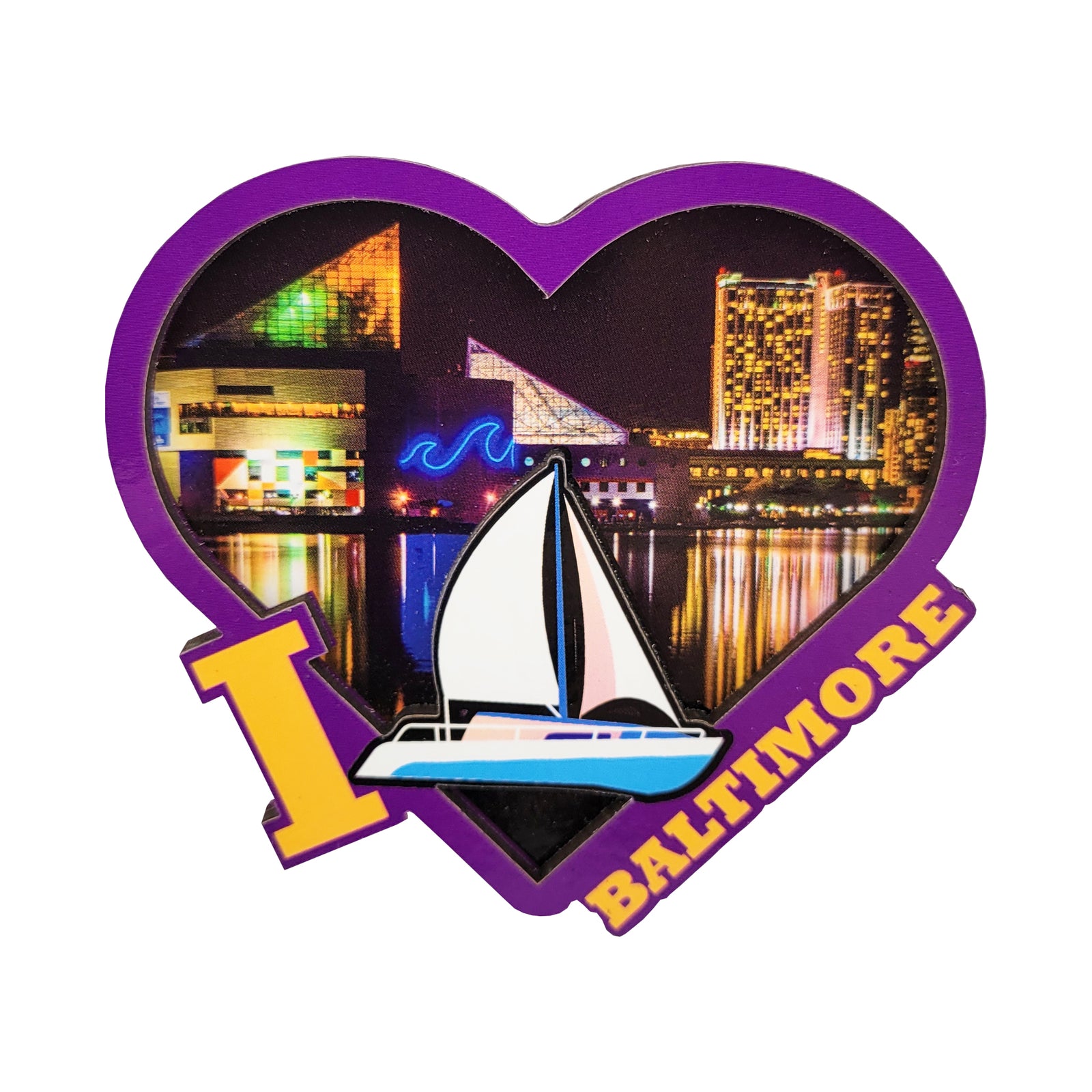 I Love Baltimore Heart and Sailboat Magnet