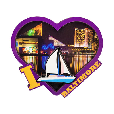 I Love Baltimore Heart and Sailboat Magnet