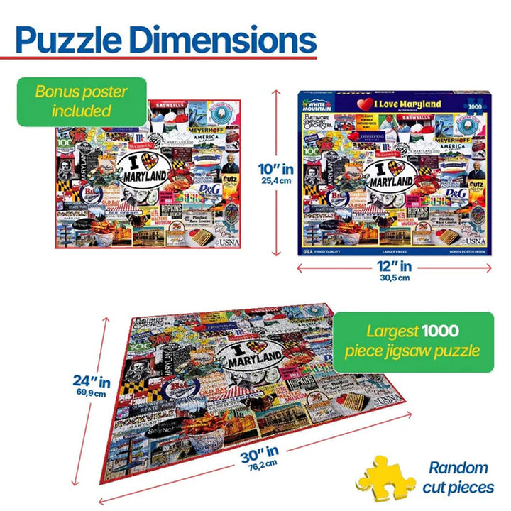 Jigsaw puzzle with dimensions and bonus poster included, featuring &
