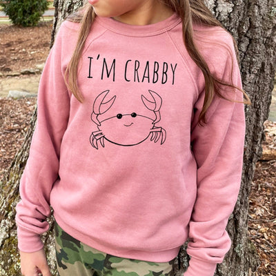 I'm Crabby Sketched Crab Youth Sweatshirt (model)