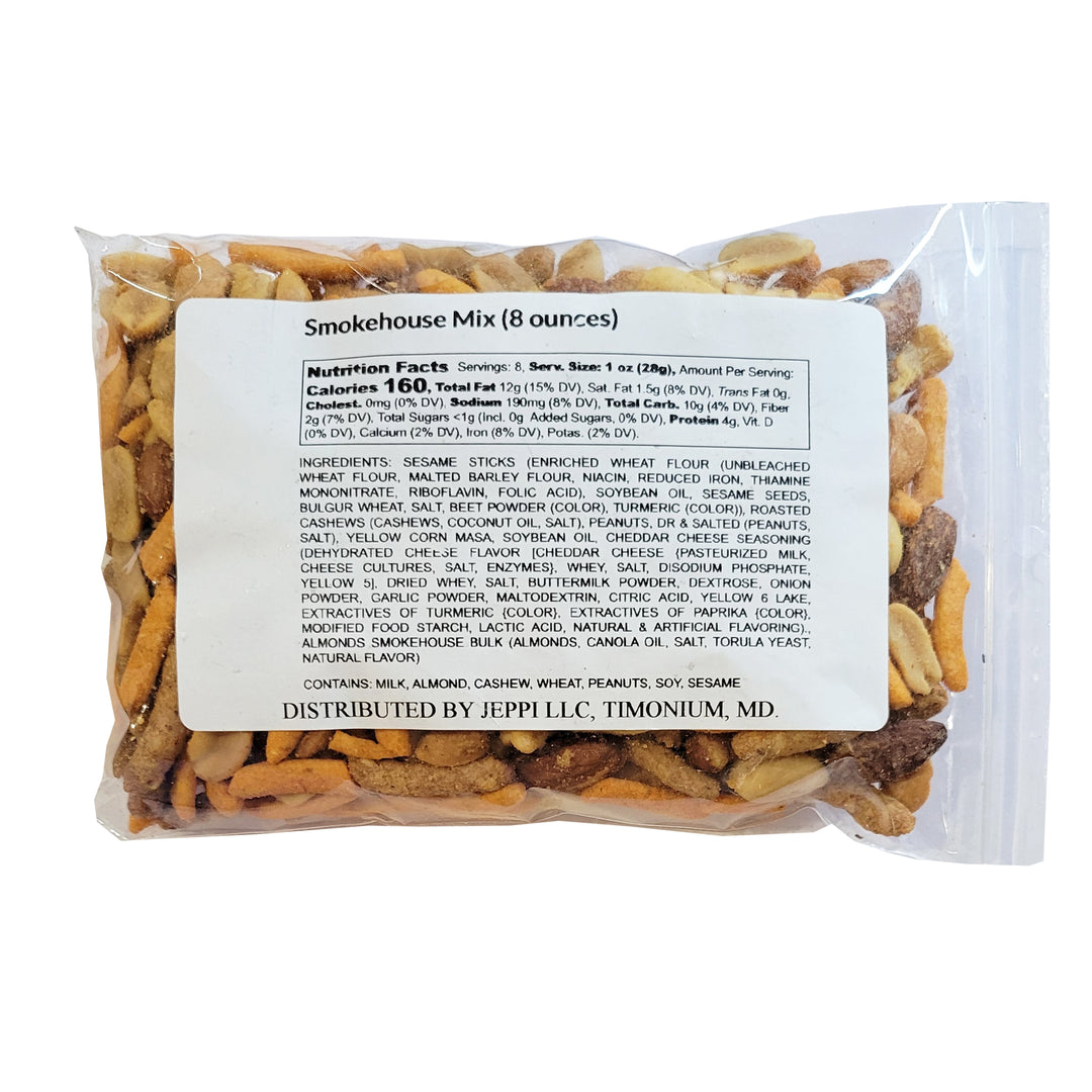Jeppi Smokehouse Nuts Mix 8oz. back label