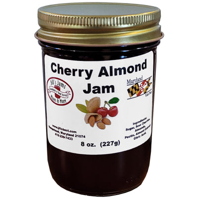 jills cherry almond jam 8oz. jar