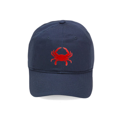 Kids Embroidered Red Crab Navy Blue Baseball Hat