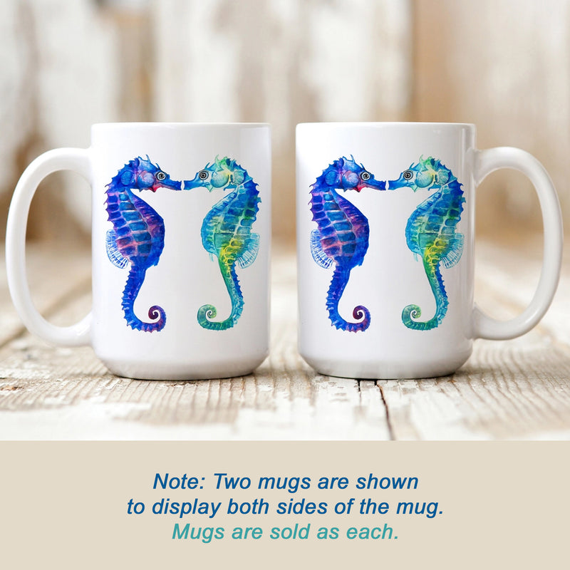 Kissing Sea Horse Watercolor Art Mug