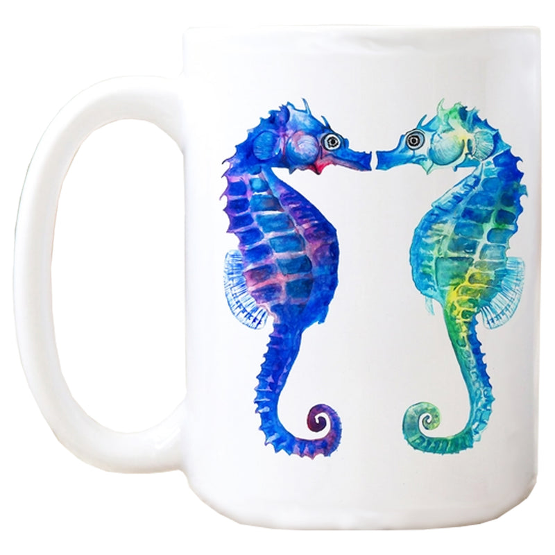 Kissing Sea Horse Watercolor Art Mug