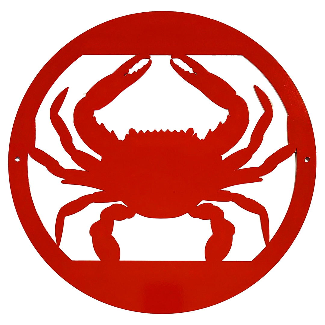 laser cut crab circle steel wall art red color