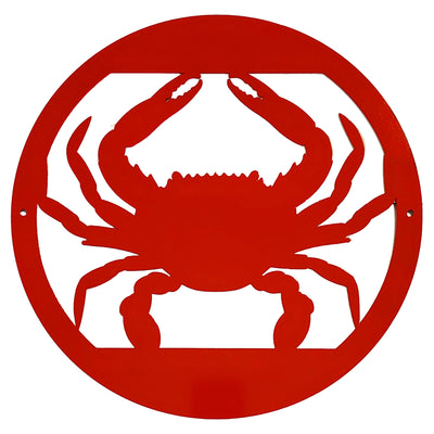 laser cut crab circle steel wall art red color