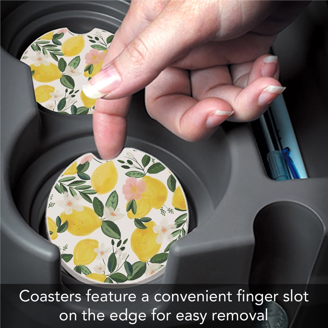 Lemons On The Vine Absorbent Stone Car Coaster