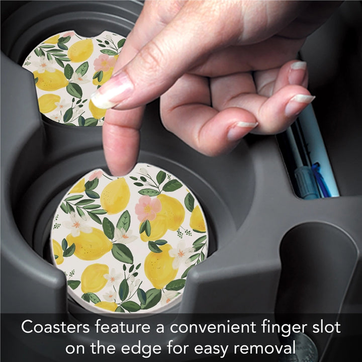 Lemons On The Vine Absorbent Stone Car Coaster